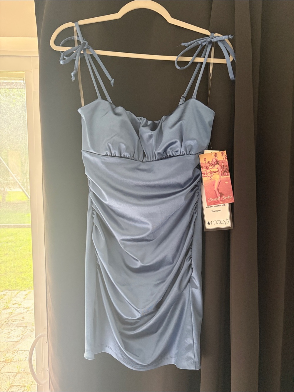 Blue satin Emerald Sundae dress (NWT, size M, originally $69)